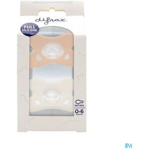Sucette Difrax - Silicone Naturel 0-6 Mois, Rose/Blanc - Pack de 2 Sucette Difrax - Silicone Naturel 0-6 Mois, Rose/Blanc - Pack de 2