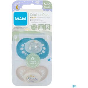 Mam Original Night Sucette Silic. 6-16m Bleu 2 Mam Original Night Sucette Silic. 6-16m Bleu 2