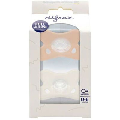 Sucette Difrax - Silicone Naturel 0-6 Mois, Rose/Blanc - Pack de 2 Sucette Difrax - Silicone Naturel 0-6 Mois, Rose/Blanc - Pack de 2