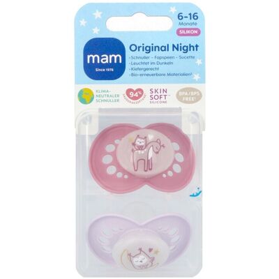 Mam Original Night Sucette Silic. 6-16m Rose 2 Mam Original Night Sucette Silic. 6-16m Rose 2