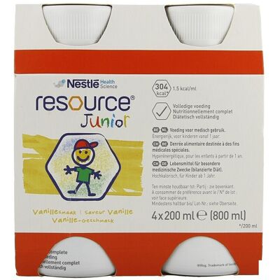 Resource Junior Goût Vanille - Aliment liquide hypercalorique pour enfants Resource Junior Goût Vanille - Aliment liquide hypercalorique pour enfants
