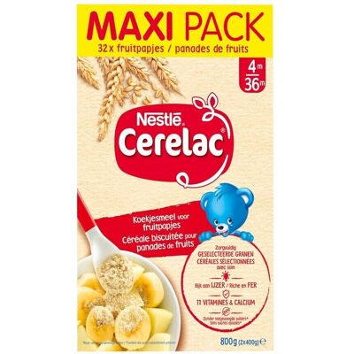 Nestlé Cerelac Aliments pour Bébé - Morceaux de Biscuit Granulés 4+ Mois Maxi Pack 800g Nestlé Cerelac Aliments pour Bébé - Morceaux de Biscuit Granulés 4+ Mois Maxi Pack 800g