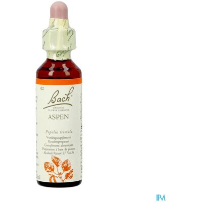 Bachflowers Bach Flower Remedie 02 Aspen 20ml Bachflowers Bach Flower Remedie 02 Aspen 20ml