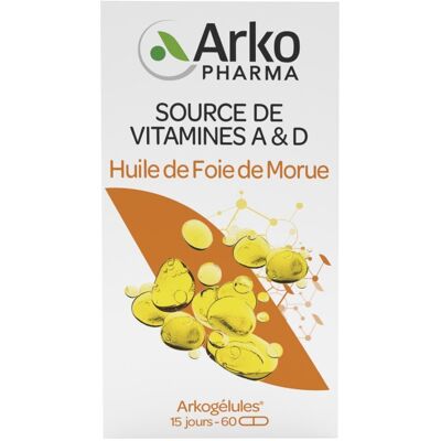 Arkopharma Arkogélules Huile de Foie de Morue 60 Capsules - Complément Alimentaire Arkopharma Arkogélules Huile de Foie de Morue 60 Capsules - Complément Alimentaire