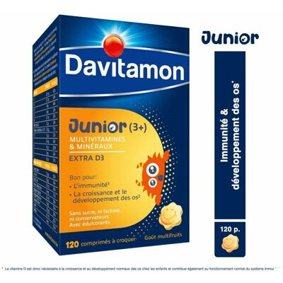 Multivitamines pour enfants Davitamon - Goût de fruit - 120 comprimés Multivitamines pour enfants Davitamon - Goût de fruit - 120 comprimés