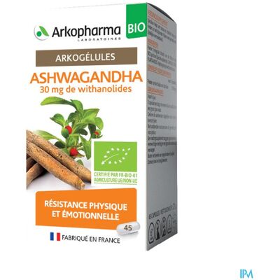 Arkopharma Arkocaps Ashwaganda - Complément à base de plantes avec 45 capsules - Complément alimentaire Arkopharma Arkocaps Ashwaganda - Complément à base de plantes avec 45 capsules - Complément alimentaire