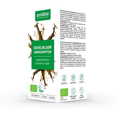 Compléments Herbaux Purasana - Harpagophytum Vegan Bio - 120 Capsules Végétariennes Compléments Herbaux Purasana - Harpagophytum Vegan Bio - 120 Capsules Végétariennes