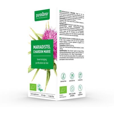 Extrait de chardon-Marie - 60mg - Support du foie - 60 capsules Extrait de chardon-Marie - 60mg - Support du foie - 60 capsules