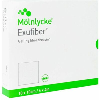 Molnlycke Exufiber Ag Gel.fibre Dressing Ster 10 X 10cm 10 Molnlycke Exufiber Ag Gel.fibre Dressing Ster 10 X 10cm 10