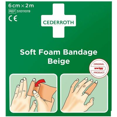 Bandage Mousse Douce Cederroth - 2m Beige - Premiers Secours Bandage Mousse Douce Cederroth - 2m Beige - Premiers Secours
