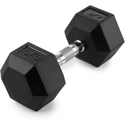 Haltère HEX en fonte avec revêtement en caoutchouc 15 kg - UpForm Haltère HEX en fonte avec revêtement en caoutchouc 15 kg - UpForm