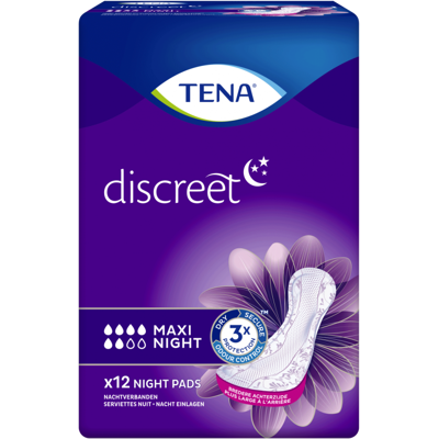 Tena Discreet Maxi Night - 6 paquets de 12 protections Tena Discreet Maxi Night - 6 paquets de 12 protections