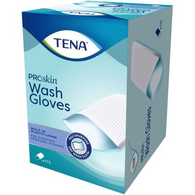 Tena Wash Glove Plastifiés - 6 paquets de 175 gants Tena Wash Glove Plastifiés - 6 paquets de 175 gants