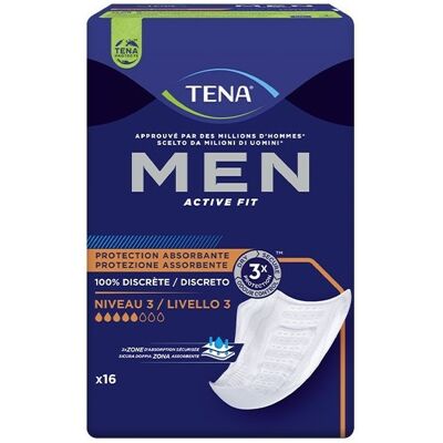 Tena Men Active Fit Level 3 - 12 paquets de 16 protections Tena Men Active Fit Level 3 - 12 paquets de 16 protections