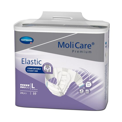 Hartmann Molicare Premium Slip Elastic 8 gouttes Large - 6 paquets de 24 protections Hartmann Molicare Premium Slip Elastic 8 gouttes Large - 6 paquets de 24 protections