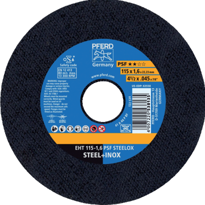 PFERD Meule de tronçonnage extra-fine pour aciers et inox diamètre 76 mm, épaisseur 1,1 mm SG PFERD Meule de tronçonnage extra-fine pour aciers et inox diamètre 76 mm, épaisseur 1,1 mm SG