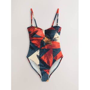 Next Navy/Orange Palm Shaping Tummy Control Bandeau Swimsuit Next Navy/Orange Palm Shaping Tummy Control Bandeau Swimsuit