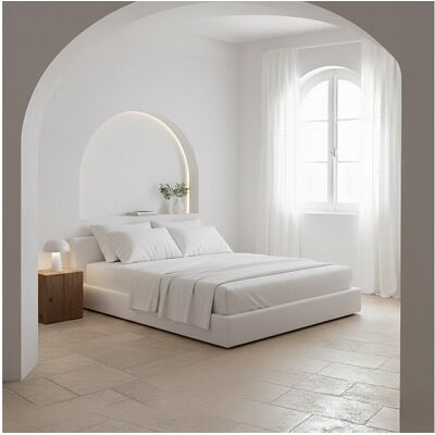 Morfeo Descanso Parure de draps en coton biologique blanc – 150x190/200 Morfeo Descanso Parure de draps en coton biologique blanc – 150x190/200