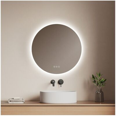 EMKE Miroir lumineux salle de bain rond diamètre 70cm, Miroir LED rétro-éclairage avec Interrupteur Tactile, Anti-buée, Froide/Neutre/Chaude EMKE Miroir lumineux salle de bain rond diamètre 70cm, Miroir LED rétro-éclairage avec Interrupteur Tactile, Anti-buée, Froide/Neutre/Chaude