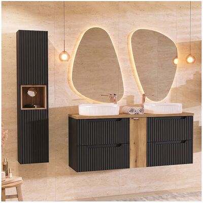 Petits-meubles Double lavabo - 140cm - Noir & Bois Petits-meubles Double lavabo - 140cm - Noir & Bois