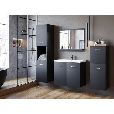 MINIO go for it, Meuble de salle de bain MALAGA en graphite noir MINIO go for it, Meuble de salle de bain MALAGA en graphite noir