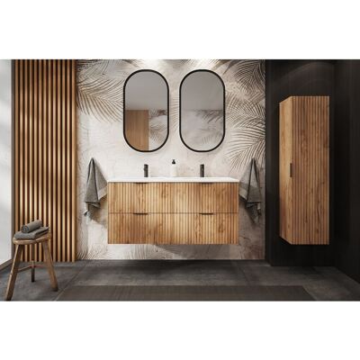 Meuble de salle de bain strié FLOW 120 cm chêne craft doré Meuble de salle de bain strié FLOW 120 cm chêne craft doré