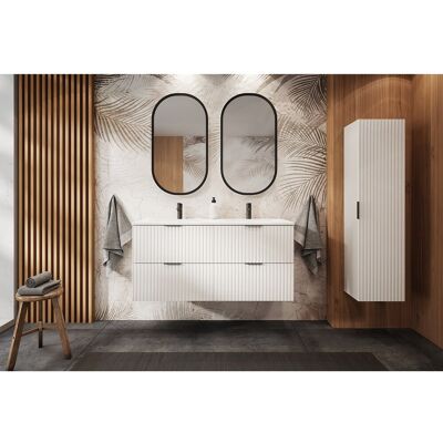 Meuble de salle de bain strié FLOW 160 cm blanc avec plan Meuble de salle de bain strié FLOW 160 cm blanc avec plan