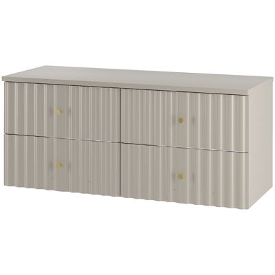 Ensemble de salle de bain en cachemire 120 cm Armoire avec plateau Façade rainurée Aqua Ensemble de salle de bain en cachemire 120 cm Armoire avec plateau Façade rainurée Aqua