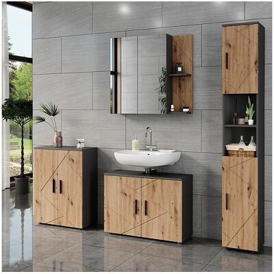 Vicco Meubles bain anthracite/chêne de force doré 80x30x59 irma Vicco Meubles bain anthracite/chêne de force doré 80x30x59 irma