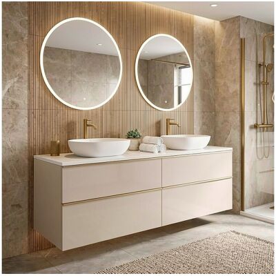 Meuble de salle de bain suspendu 120 cm avec tiroirs – cachemire – double vasque – ONE Meuble de salle de bain suspendu 120 cm avec tiroirs – cachemire – double vasque – ONE