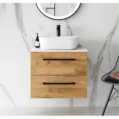 Meuble de salle de bain suspendu 60 cm - chêne craft - 2 tiroirs - ONE Meuble de salle de bain suspendu 60 cm - chêne craft - 2 tiroirs - ONE