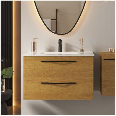 Meuble sous lavabo PILAR avec 2 grands tiroirs Chêne caramel 60x50x46 cm meuble de salle de bain Meuble sous lavabo PILAR avec 2 grands tiroirs Chêne caramel 60x50x46 cm meuble de salle de bain