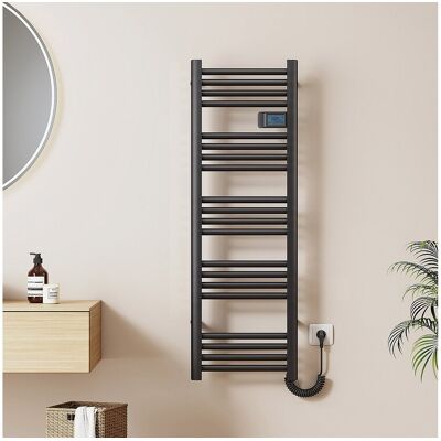 EMKE Sèche-Serviettes Électrique 1200 x 400 mm, Porte-serviettes de salle de bain électrique avec interrupteur tactile et minuterie, Noir, 450W EMKE Sèche-Serviettes Électrique 1200 x 400 mm, Porte-serviettes de salle de bain électrique avec interrupteur tactile et minuterie, Noir, 450W