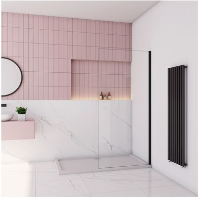AICA paroi de douche à l'italienne fixe 50x200cm,style atelier,Profilé en aluminium noir mat,en 8mm verre anticalcaire,sans receveur AICA paroi de douche à l'italienne fixe 50x200cm,style atelier,Profilé en aluminium noir mat,en 8mm verre anticalcaire,sans receveur