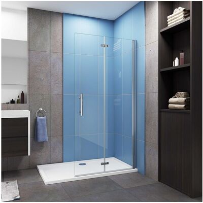 AICA Paroi de douche à l'italienne chrome L85 x H185cm style atelier —pivotante et pliante—6mm verre anticalcaire, Installation réversible AICA Paroi de douche à l'italienne chrome L85 x H185cm style atelier —pivotante et pliante—6mm verre anticalcaire, Installation réversible
