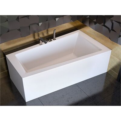 Baignoire asymétrique 150x85 Droite INTIMA acrylique blanc + avec Tablier + Pieds + Vidage à chromé Baignoire asymétrique 150x85 Droite INTIMA acrylique blanc + avec Tablier + Pieds + Vidage à chromé