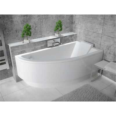 Baignoire asymétrique 150x70 Droite PRAKTIKA acrylique blanc + avec Tablier + Pieds + Vidage à chromé Baignoire asymétrique 150x70 Droite PRAKTIKA acrylique blanc + avec Tablier + Pieds + Vidage à chromé