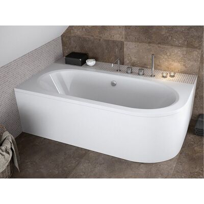 Baignoire asymétrique 170x75 Droite AVITA acrylique blanc + avec Tablier + Pieds + Vidage à chromé Baignoire asymétrique 170x75 Droite AVITA acrylique blanc + avec Tablier + Pieds + Vidage à chromé