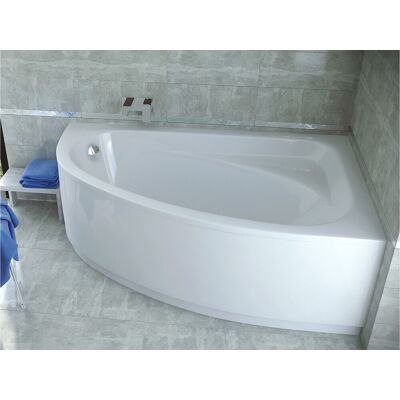 Baignoire asymétrique 140x80 Droite CORNEA acrylique blanc + avec Tablier + Pieds + Vidage à chromé Baignoire asymétrique 140x80 Droite CORNEA acrylique blanc + avec Tablier + Pieds + Vidage à chromé