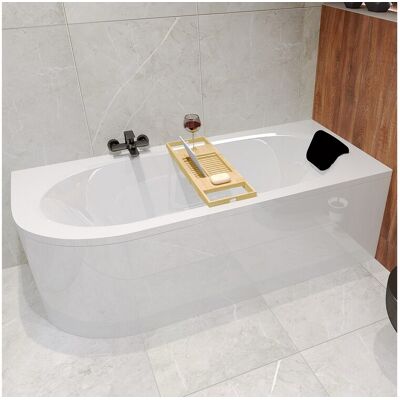 Baignoire asymétrique 150x75 Droite AVITA acrylique blanc, sans Habillage + Repose Tête + Pieds + Vidage à chromé Baignoire asymétrique 150x75 Droite AVITA acrylique blanc, sans Habillage + Repose Tête + Pieds + Vidage à chromé