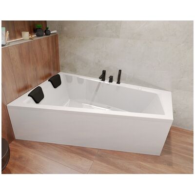Baignoire asymétrique 150x85 Gauche INTIMA acrylique blanc, sans Habillage + Repose Tête + Pieds + Vidage à chromé Baignoire asymétrique 150x85 Gauche INTIMA acrylique blanc, sans Habillage + Repose Tête + Pieds + Vidage à chromé