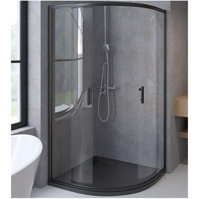 Receveur de douche VIDAR 90x90 cm Noir + Cabine de douche quart de cercle HELA Noir 90x90 190 cm Nano-Verre Transparent Trempé Receveur de douche VIDAR 90x90 cm Noir + Cabine de douche quart de cercle HELA Noir 90x90 190 cm Nano-Verre Transparent Trempé