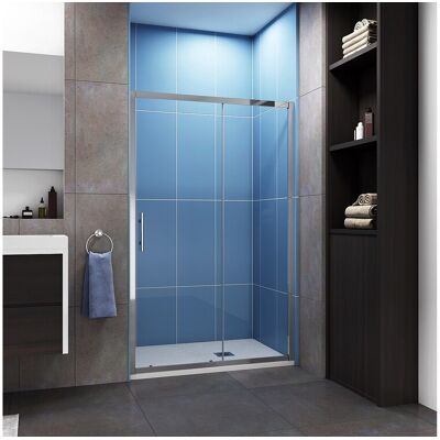 Aica Porte de douche coulissante 160x190cm en 5mm verre trempé, porte de douche Hauteur 190cm - 2 volets Aica Porte de douche coulissante 160x190cm en 5mm verre trempé, porte de douche Hauteur 190cm - 2 volets