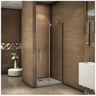 Aica Paroi de douche pivotante 80x195cm en 6mm verre sécurité anticalcaire, installation en niche Aica Paroi de douche pivotante 80x195cm en 6mm verre sécurité anticalcaire, installation en niche
