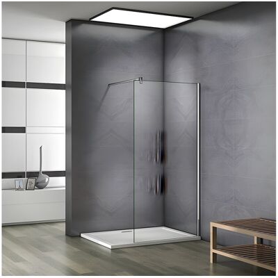 Aica Paroi de douche fixe à l'italienne 160x200cm - 10mm verre trempé anticalcaire - Avec barre de fixation 90cm en carré Aica Paroi de douche fixe à l'italienne 160x200cm - 10mm verre trempé anticalcaire - Avec barre de fixation 90cm en carré