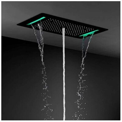 Pomme de douche effet pluie Roma noire avec LED 700 x 380 mm 👉 5 fonctions pour un confort de douche exceptionnel Pomme de douche effet pluie Roma noire avec LED 700 x 380 mm 👉 5 fonctions pour un confort de douche exceptionnel