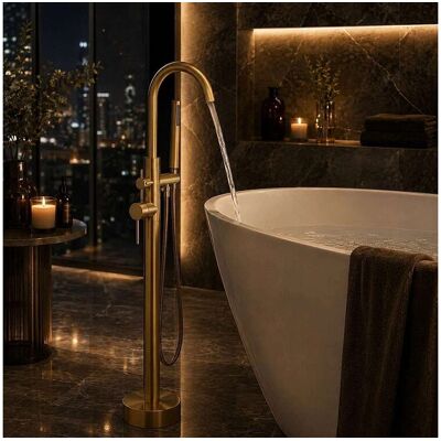 Robinet mitigeur de baignoire au sol bronze, Salidad Robinet mitigeur de baignoire au sol bronze, Salidad