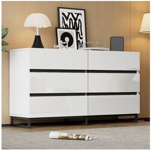 Commode moderne brillante - Commode à 6 tiroirs avec pieds en métal - noir et blanc Commode moderne brillante - Commode à 6 tiroirs avec pieds en métal - noir et blanc