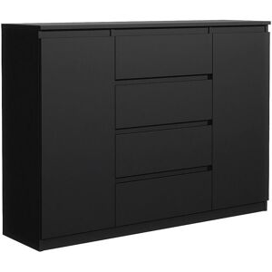 MebLocker Commode à 4 tiroirs, 2 Portes, 120 cm, idéale pour Le Salon, la Chambre à Coucher, la Chambre d'enfant et Le Bureau, (Noir) MebLocker Commode à 4 tiroirs, 2 Portes, 120 cm, idéale pour Le Salon, la Chambre à Coucher, la Chambre d'enfant et Le Bureau, (Noir)