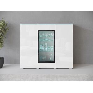 Bahut VERA 120 cm, commode de séjour, chiffonnier, meubles de salon, éclairage LED inclus, couleur blanc/blanc brillant Bahut VERA 120 cm, commode de séjour, chiffonnier, meubles de salon, éclairage LED inclus, couleur blanc/blanc brillant